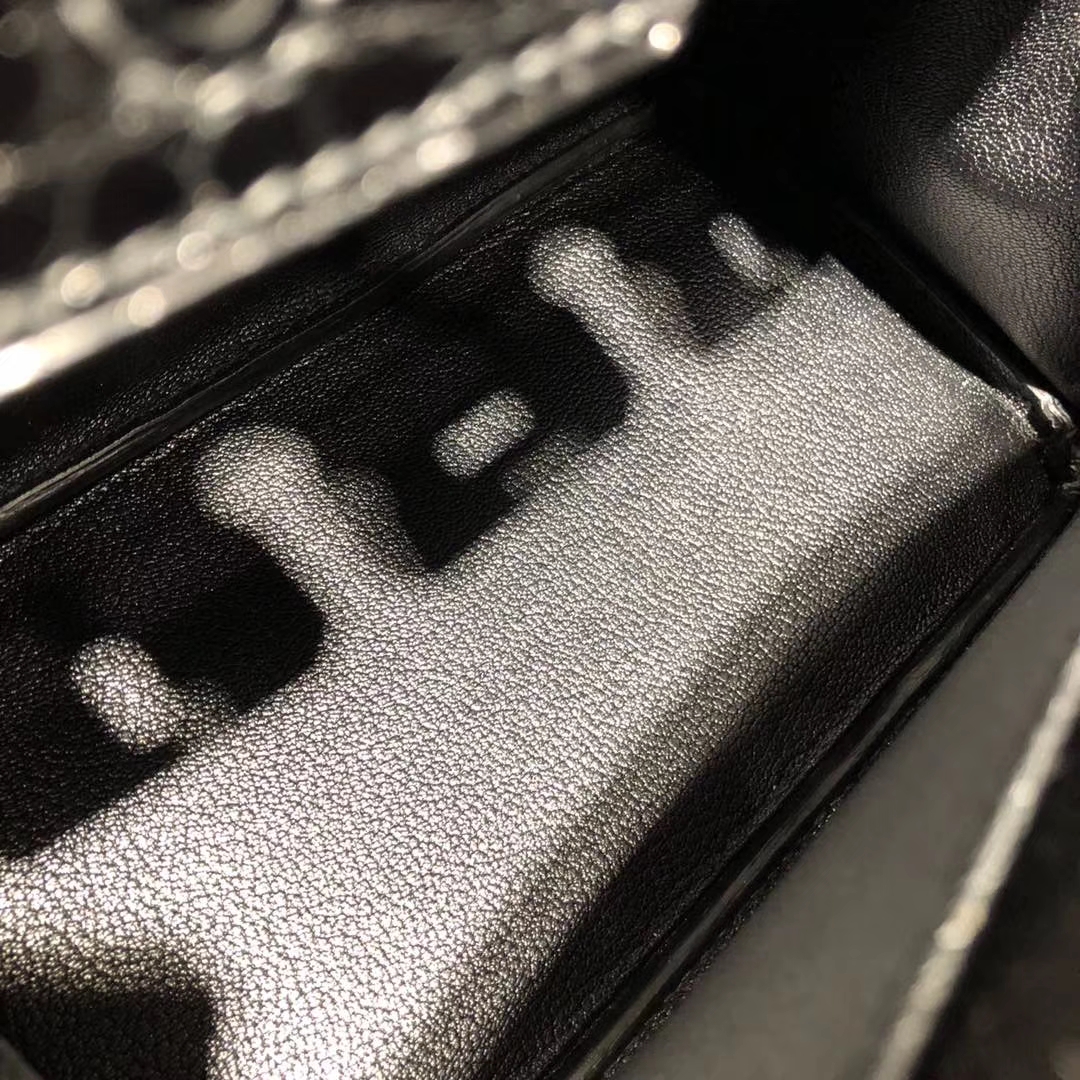 爱马仕铂金包尺寸 Hermes Birkin25CM CK89黑色亮面鳄鱼皮 金扣