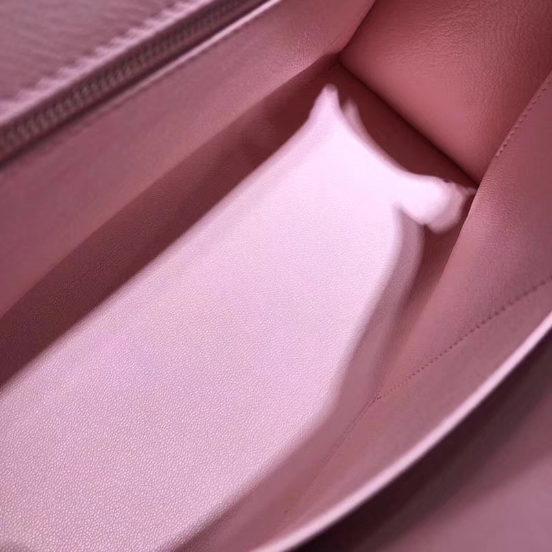 爱马仕新款凯莉包 Hermes Kelly28CM 3Q粉色Epsom牛皮 搭配新款织带 银扣