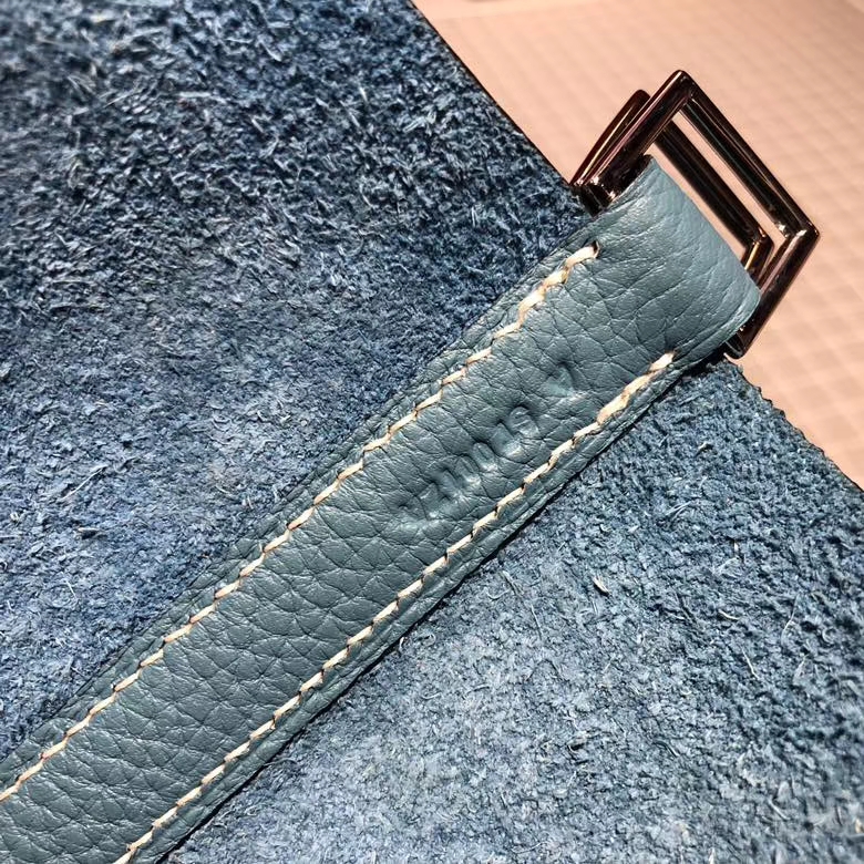 爱马仕菜篮子包 Hermes Picotin Lock18CM 牛仔蓝Clemence牛皮 银扣