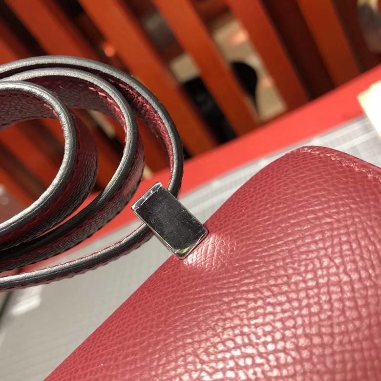 爱马仕空姐包价格 Hermes Constance24CM 宝石红Epsom牛皮 银扣