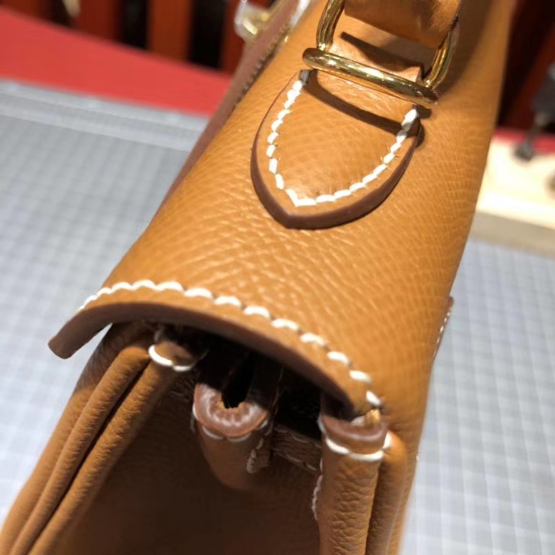 爱马仕凯莉包价格 Hermes Kelly25cm 土黄色Epsom牛皮 金扣