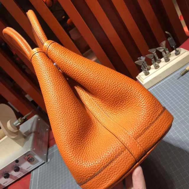 爱马仕花园包尺寸 Hermes橙色顶级togo牛皮 Garden Party Bags手提包