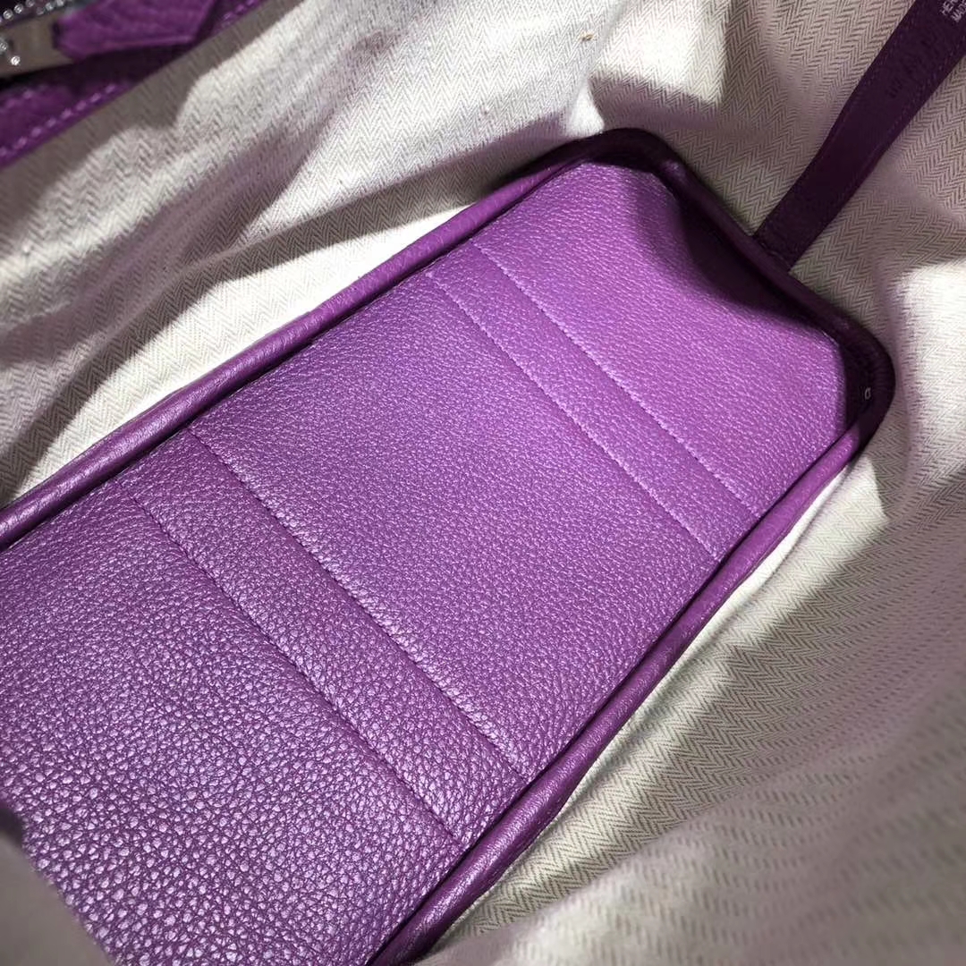 爱马仕花园包 Hermes Garden Party 海葵紫Togo小牛皮手提女包