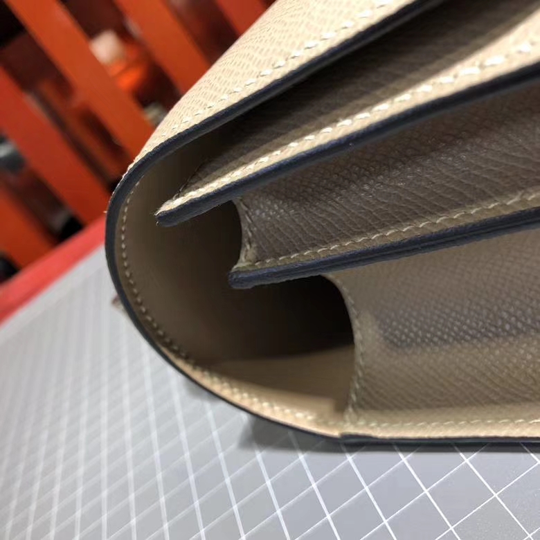 Hermes包包官网 爱马仕原厂Epsom牛皮空姐包Constance24CM 斑鸠灰银扣