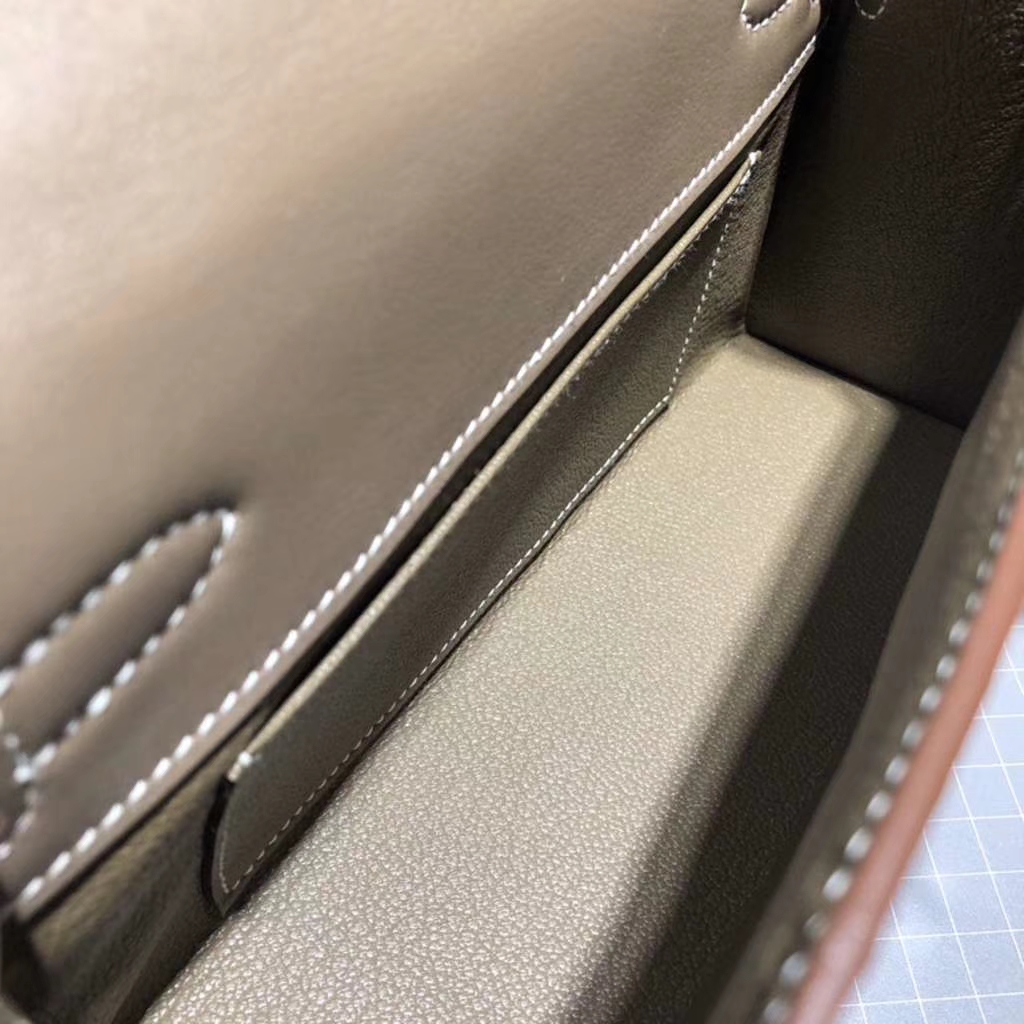 爱马仕迷你凯莉包 Hermes Minikelly22CM 大象灰原厂Swift牛皮 银扣