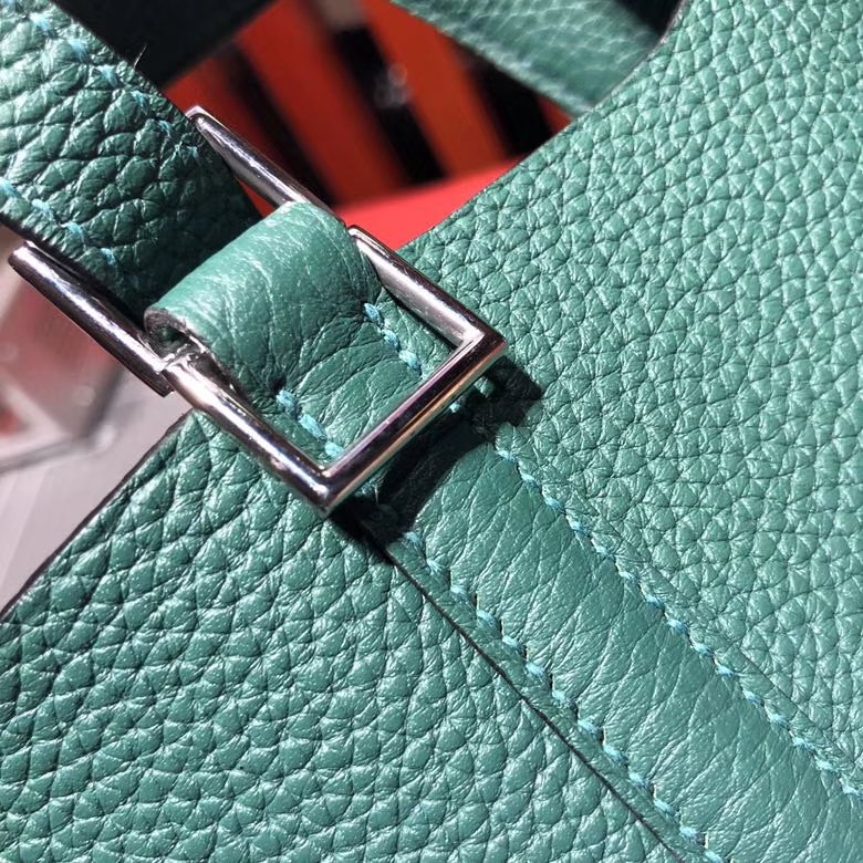 Hermes Picotin Lock18cm 爱马仕孔雀绿顶级Clemence牛皮菜篮子包 银扣