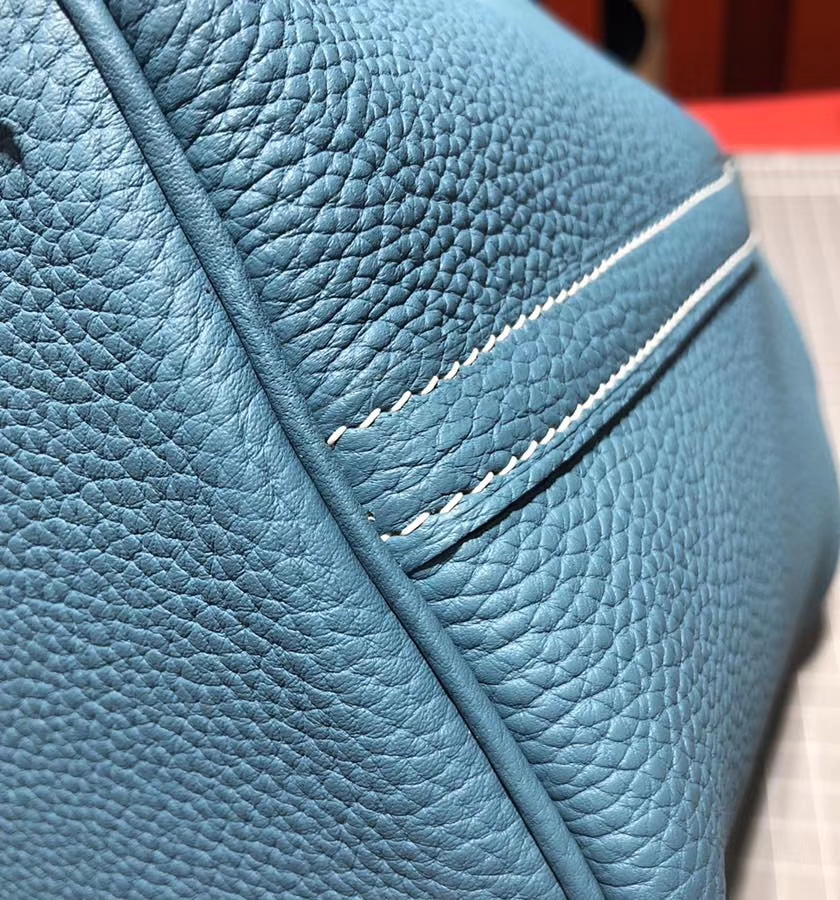 爱马仕菜篮子包 Hermes Picotin Lock18CM 牛仔蓝Clemence牛皮 银扣