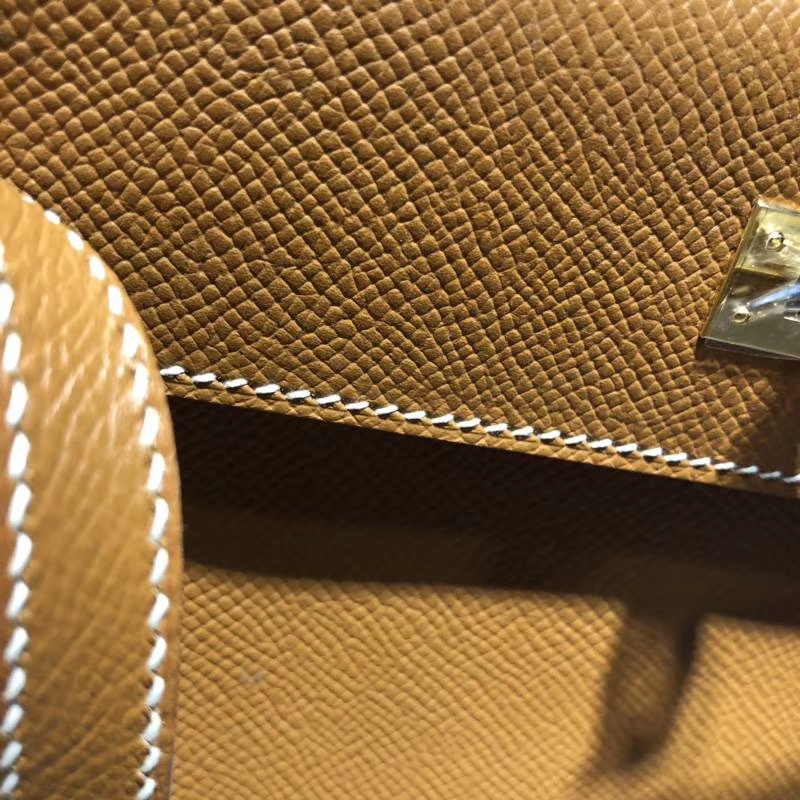 爱马仕凯莉包价格 Hermes Kelly25cm 土黄色Epsom牛皮 金扣