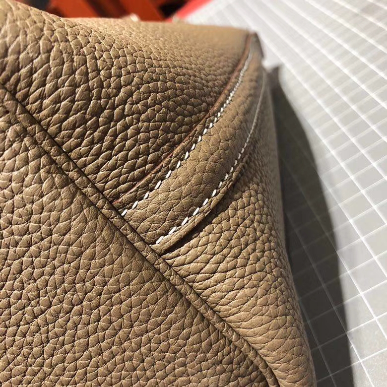 Hermes Picotin水桶包 爱马仕大象灰Clemence牛皮菜篮子包18cm 银扣