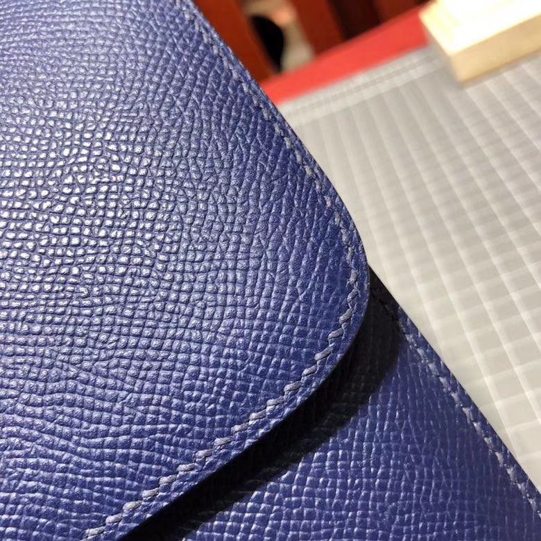 Hermes Constance24CM 爱马仕宝石蓝进口Epsom牛皮空姐包 银扣