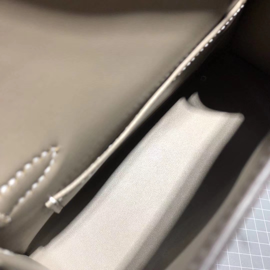 Hermes Minikelly2代 爱马仕C18大象灰顶级Epsom牛皮迷你凯莉包19CM 银扣