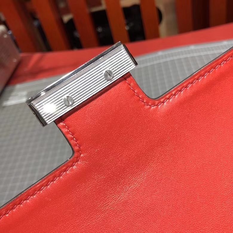爱马仕空姐包价格 Hermes Constance24CM 中国红Epsom牛皮 珐琅扣