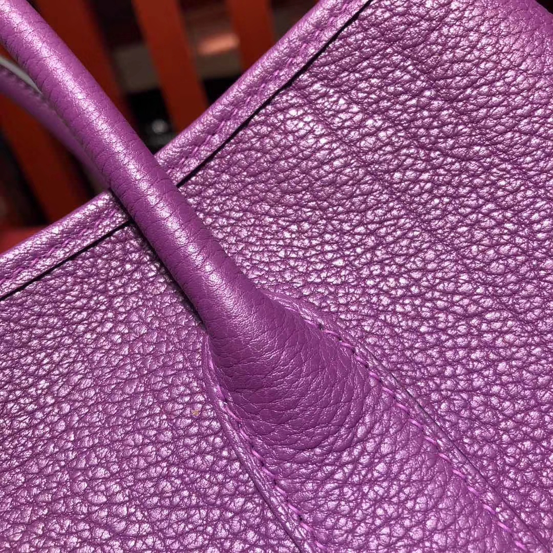 爱马仕花园包 Hermes Garden Party 海葵紫Togo小牛皮手提女包