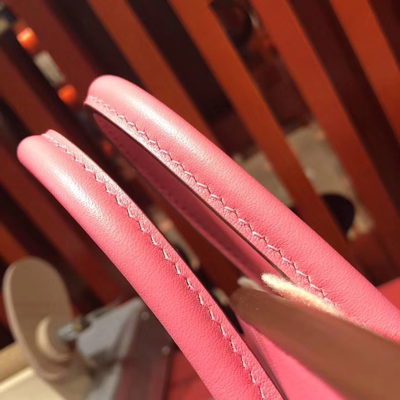 爱马仕Birkin包包 Hermes唇膏粉进口Swift牛皮铂金包Birkin25CM 金扣