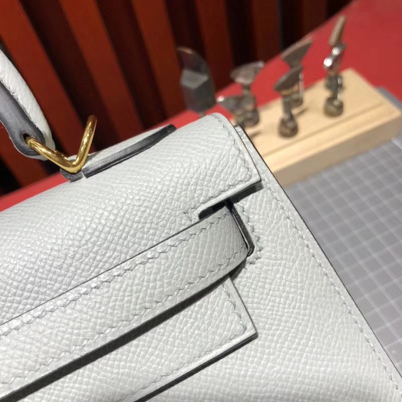 Hermes Kelly25CM 爱马仕冰川灰原厂Epsom牛皮凯莉包 金扣