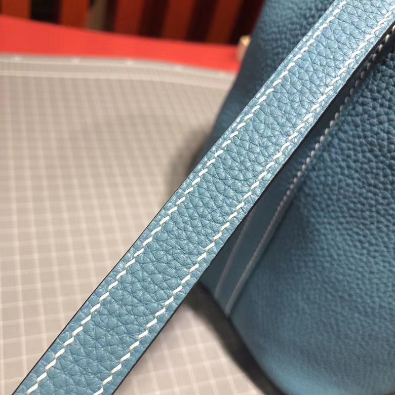 爱马仕菜篮子包 Hermes Picotin Lock18CM 牛仔蓝Clemence牛皮 银扣