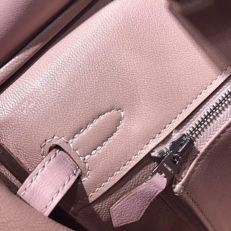 Hermes Birkin25CM 爱马仕3Q粉色进口Swift牛皮铂金包 银扣