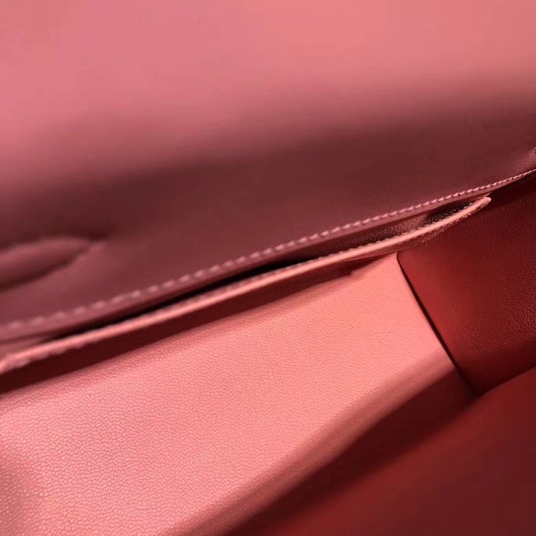 爱马仕迷你凯莉包 Hermes Minikelly22CM 奶昔粉顶级Swift牛皮 金扣