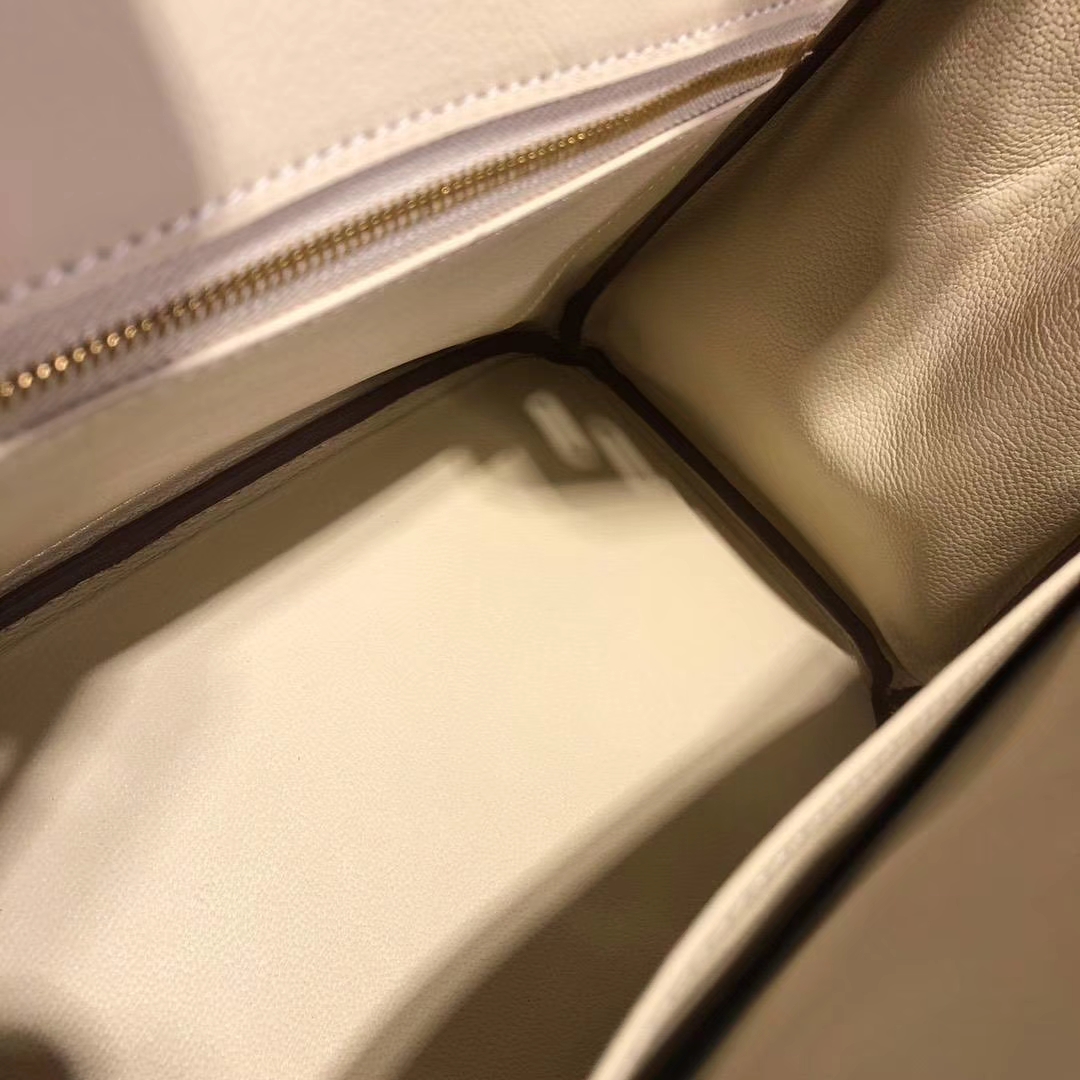 爱马仕拼色铂金包 Hermes大象灰拼奶昔白Epsom牛皮Birkin25CM 金扣