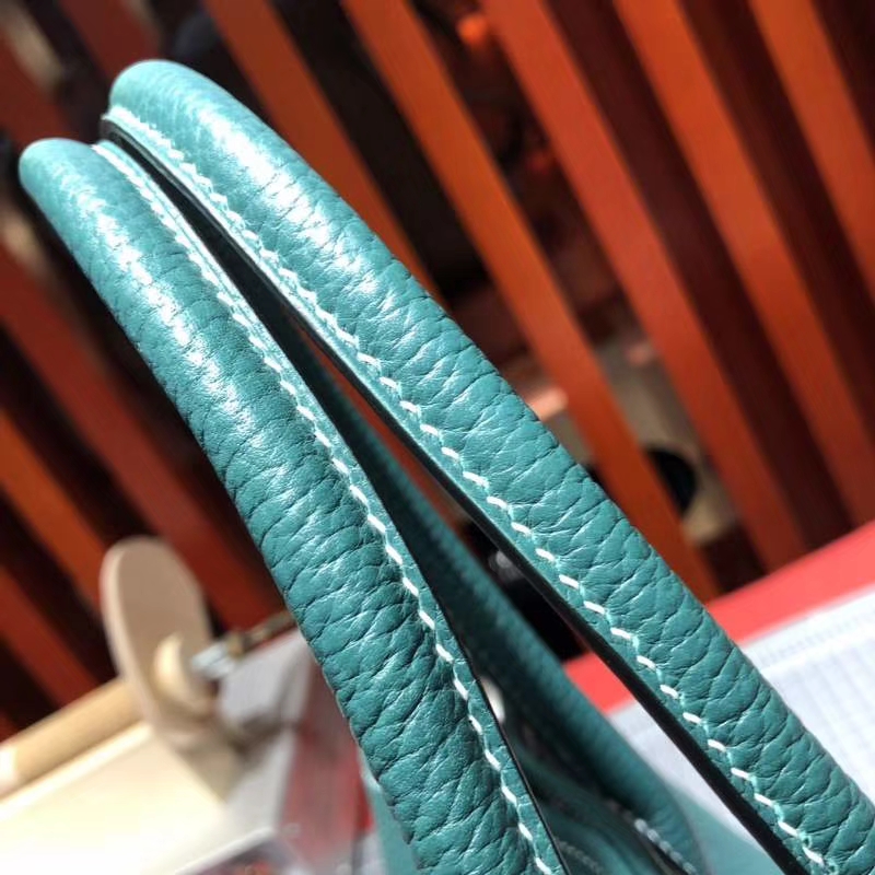 爱马仕包包官网 Hermes Garden Party 孔雀绿Togo牛皮花园包手提包30CM