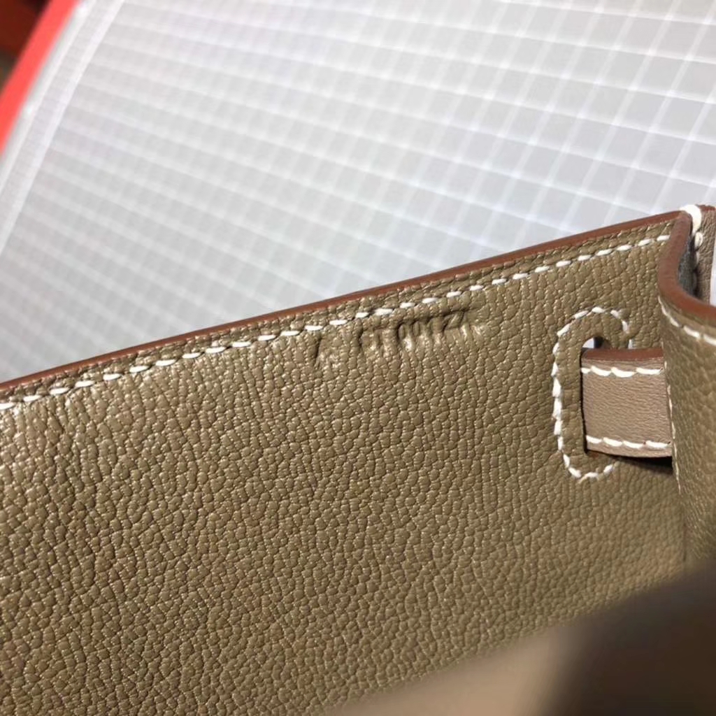 爱马仕迷你凯莉包 Hermes Minikelly22CM 大象灰原厂Swift牛皮 银扣