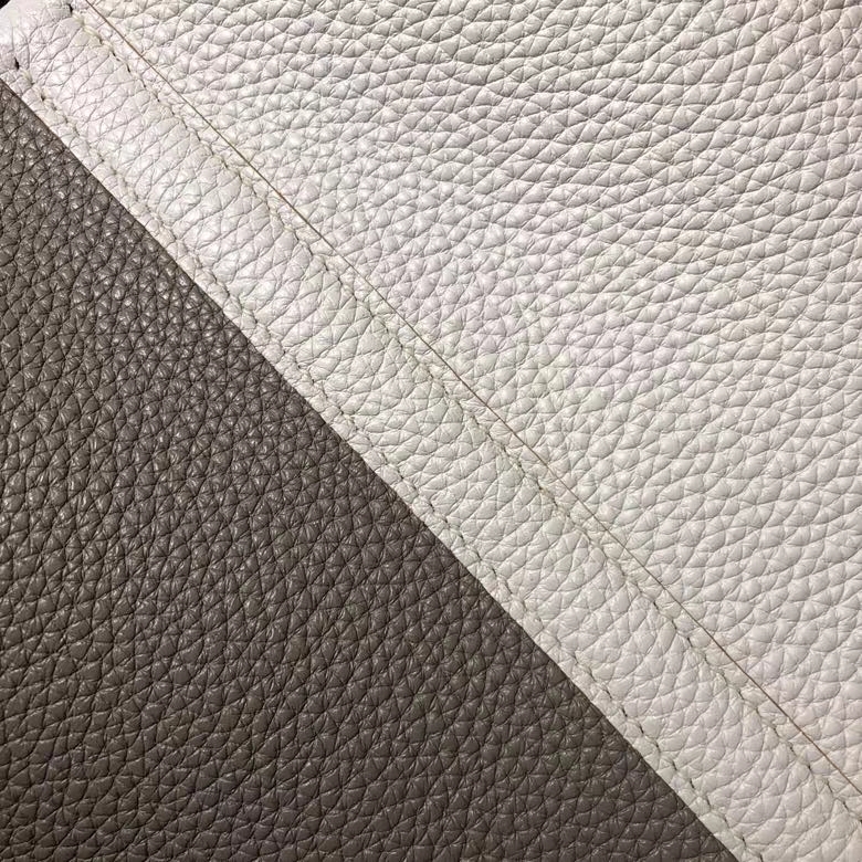 Hermes Picotin Lock18CM 爱马仕纯白色拼冰川灰Clemence牛皮菜篮子包 银扣