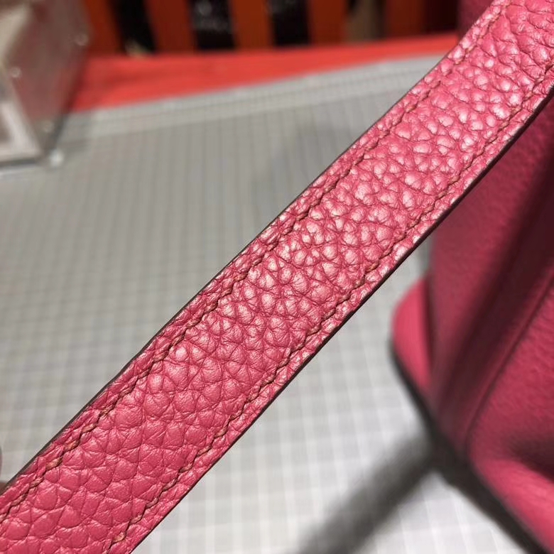 Hermes Picotin Lock18CM 爱马仕玫紫色进口Clemence牛皮水桶包 银扣