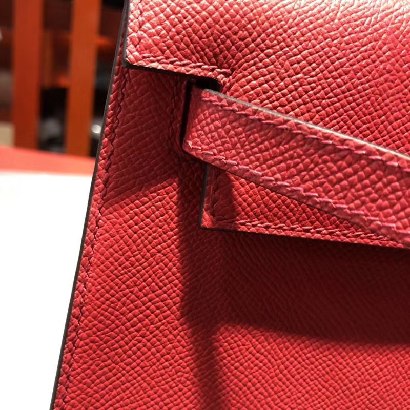 Hermes Kelly25CM 爱马仕大红色原厂Epsom牛皮凯莉包 金扣