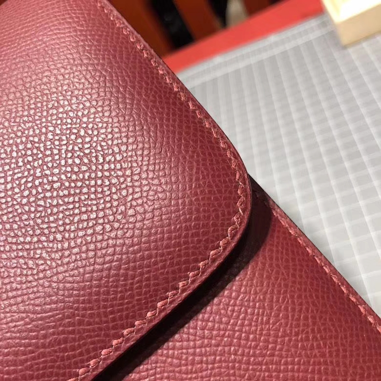 爱马仕空姐包价格 Hermes Constance24CM 宝石红Epsom牛皮 银扣