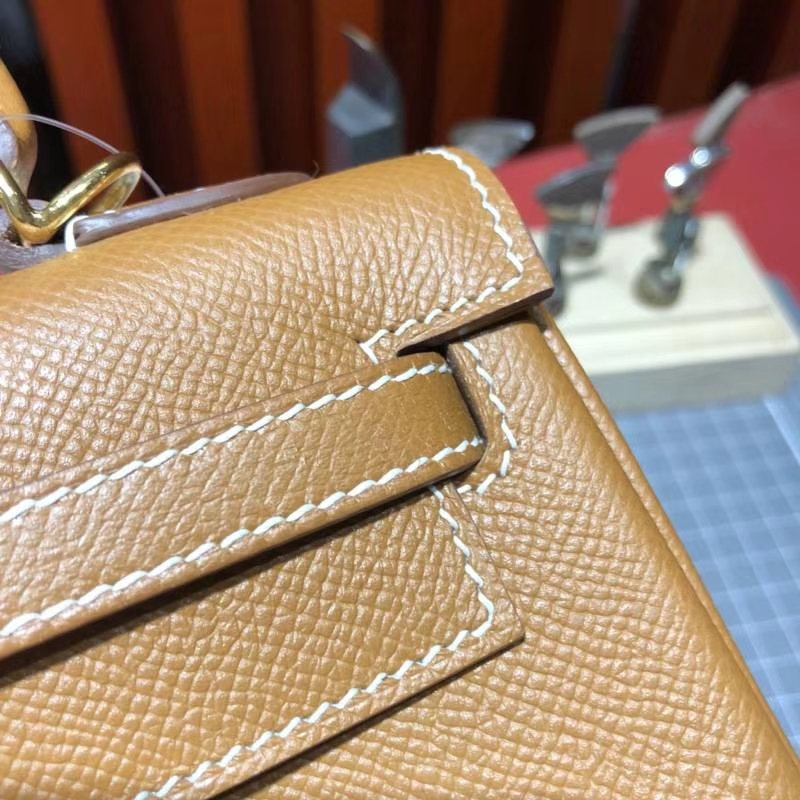 爱马仕凯莉包价格 Hermes Kelly25cm 土黄色Epsom牛皮 金扣