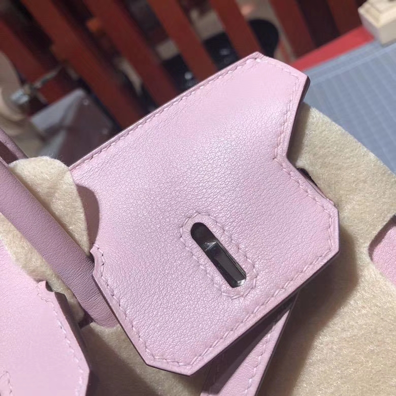 Hermes Birkin25CM 爱马仕3Q粉色进口Swift牛皮铂金包 银扣