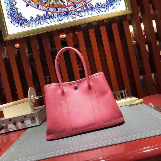 爱马仕手提女包 Hermes Garden Party 唇膏粉Epsom牛皮花园包 30cm
