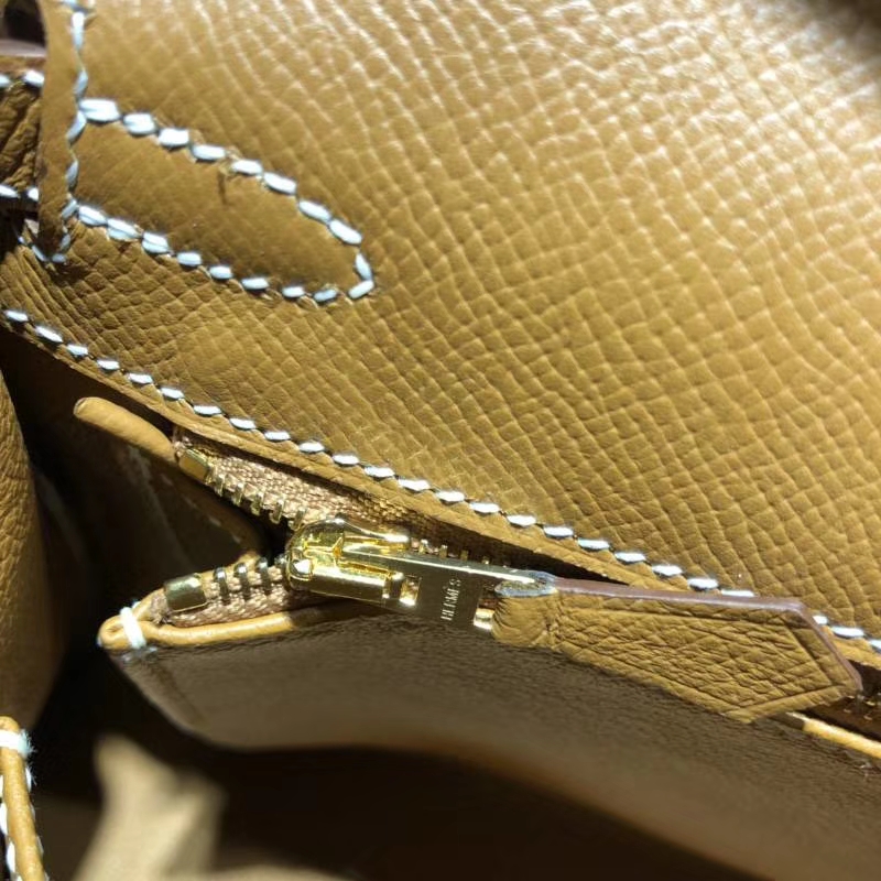 爱马仕凯莉包价格 Hermes Kelly25cm 土黄色Epsom牛皮 金扣