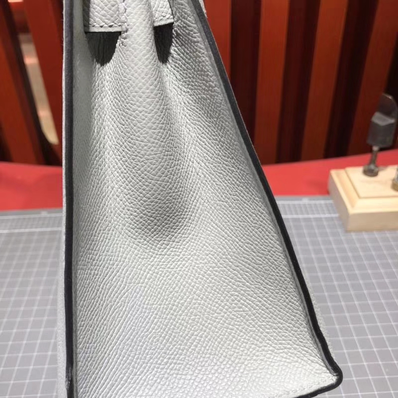 Hermes Kelly25CM 爱马仕冰川灰原厂Epsom牛皮凯莉包 金扣