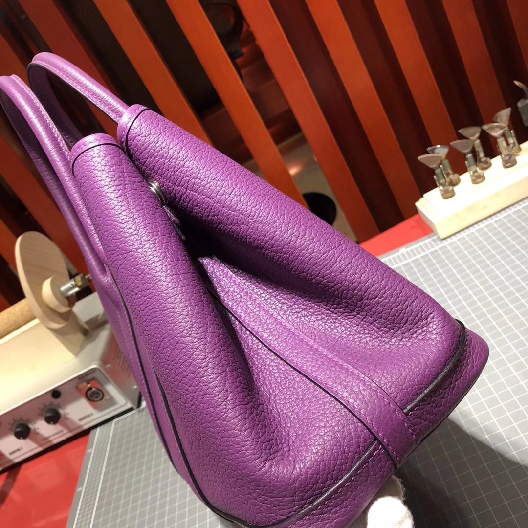 爱马仕花园包 Hermes Garden Party 海葵紫Togo小牛皮手提女包