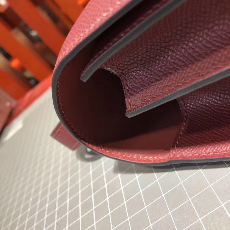 爱马仕空姐包价格 Hermes Constance24CM 宝石红Epsom牛皮 银扣