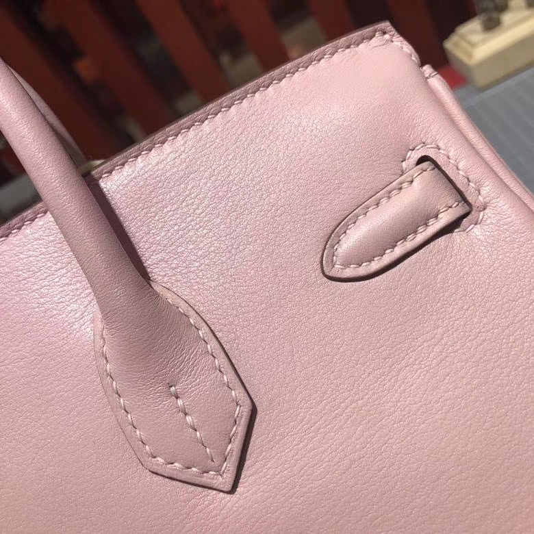 Hermes Birkin25CM 爱马仕3Q粉色进口Swift牛皮铂金包 银扣