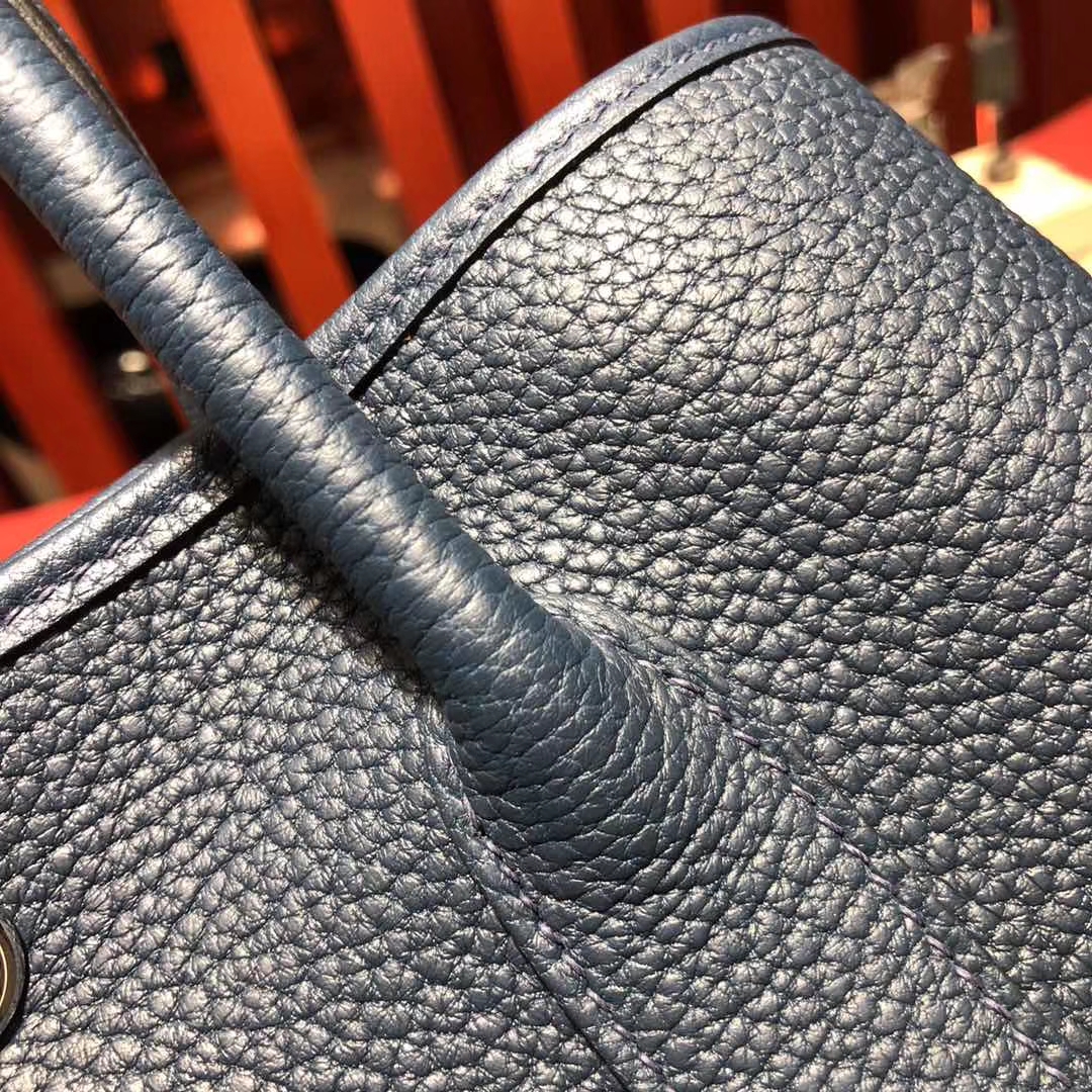 爱马仕花园包价格 Hermes Garden Party宝石蓝法国本土小牛皮手提包30CM