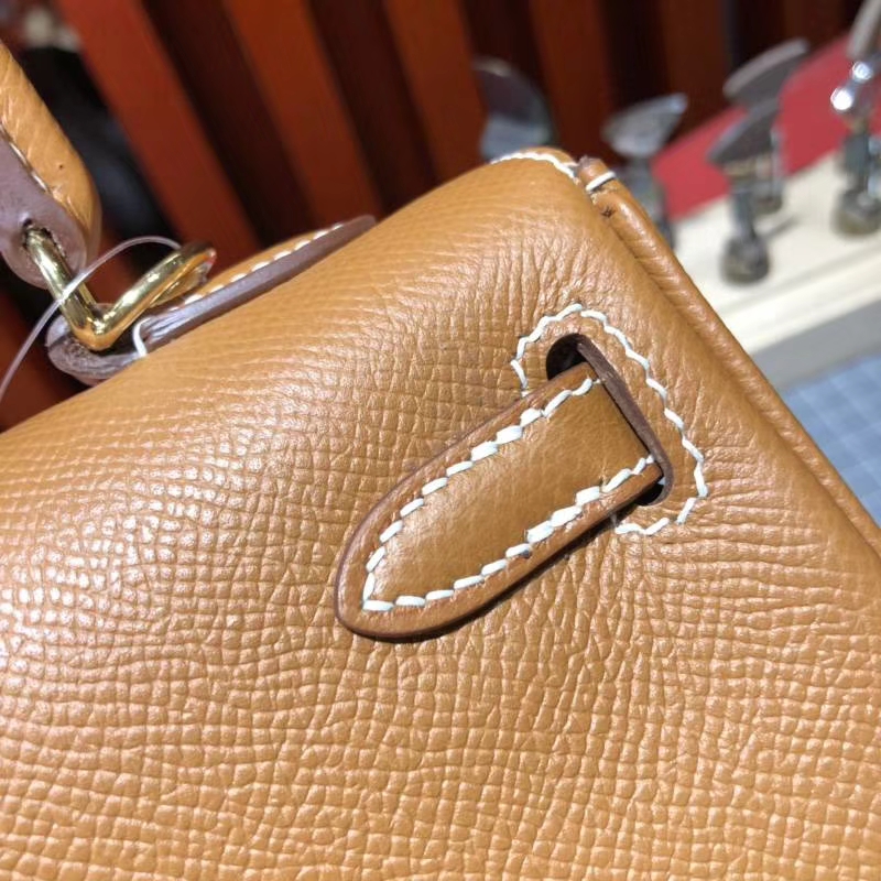 爱马仕凯莉包价格 Hermes Kelly25cm 土黄色Epsom牛皮 金扣