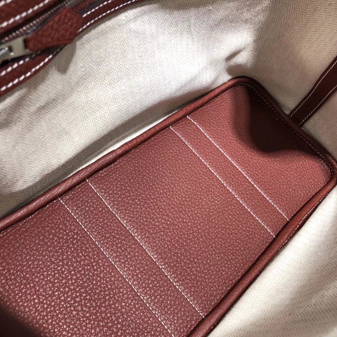 Hermes Garden Party Bags 爱马仕酒红色法国本土小牛皮花园包30CM