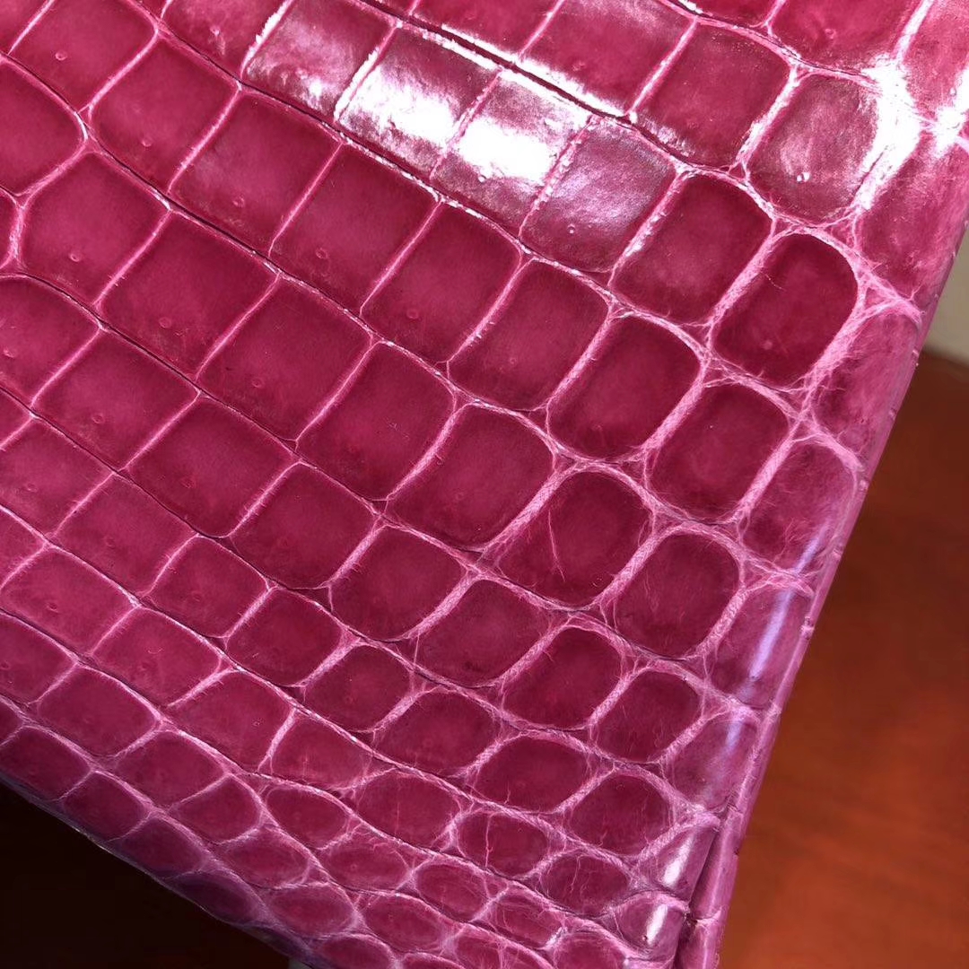 Hermes Birkin25CM 爱马仕5J桃粉色亮面尼罗鳄鱼皮铂金包 金扣