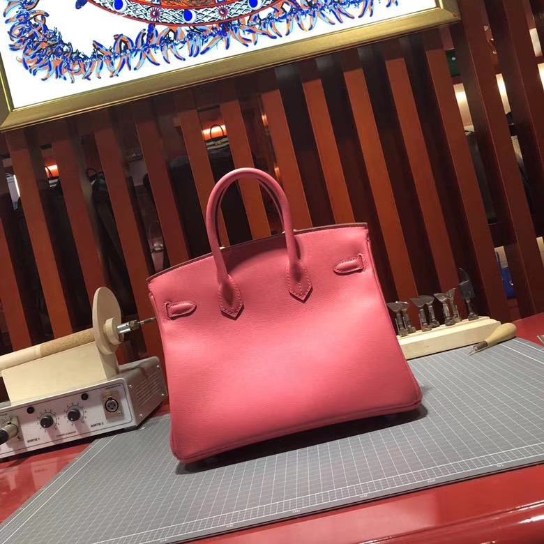 爱马仕Birkin包包 Hermes唇膏粉进口Swift牛皮铂金包Birkin25CM 金扣