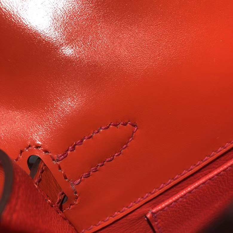 爱马仕迷你凯莉包 Hermes Minikelly Pochette22cm 火焰橙顶级Box牛皮 金扣