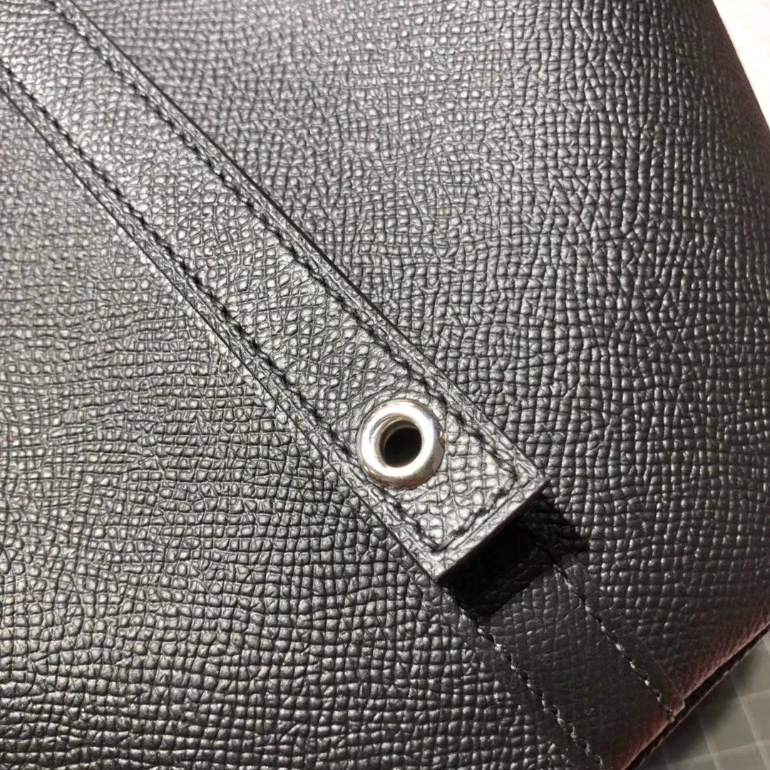 爱马仕限量版编织手柄菜篮子包 Hermes Picotin18CM 黑色Epsom牛皮