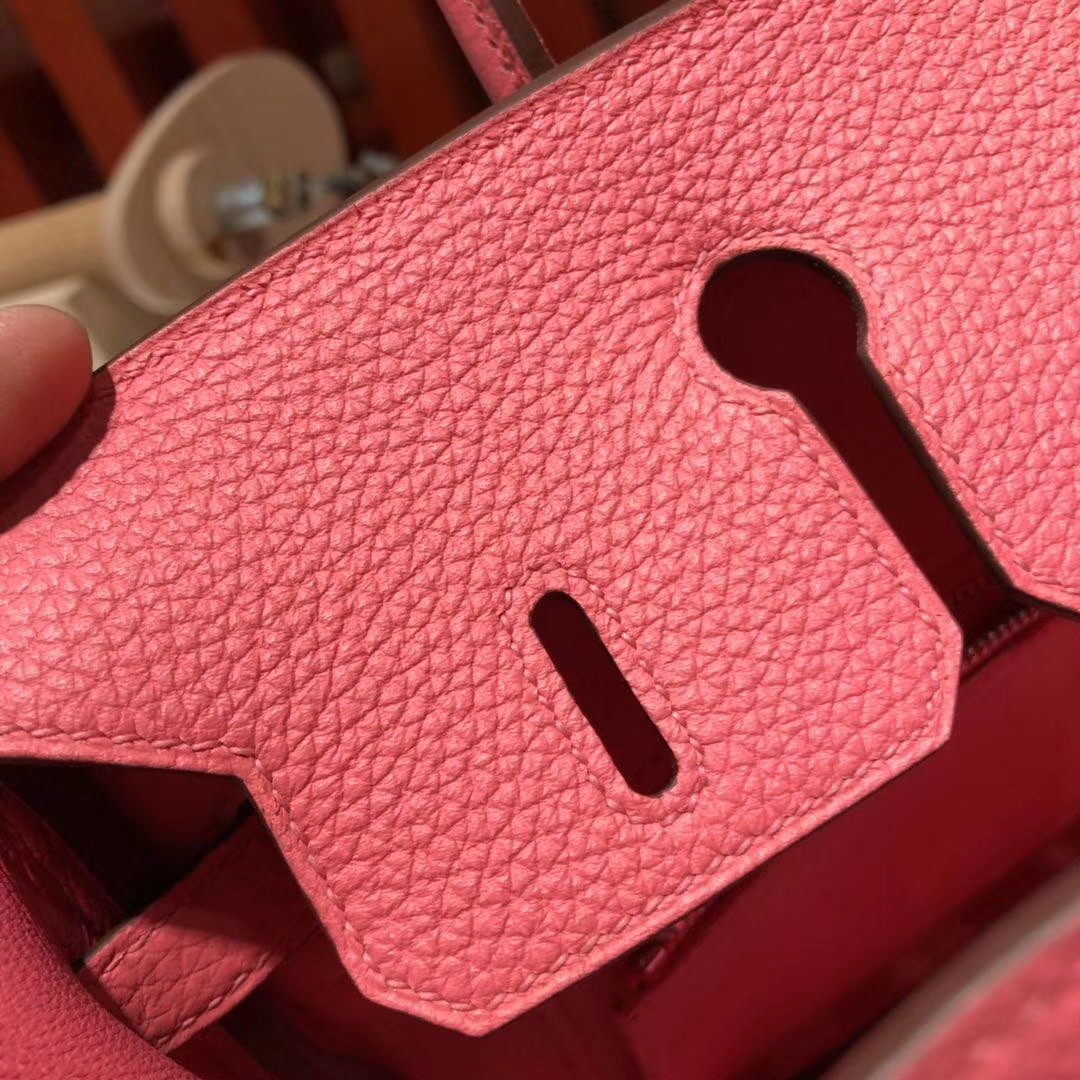 厂家直销 Hermes爱马仕8W唇膏粉原厂Togo牛皮铂金包Birkin25CM 金扣