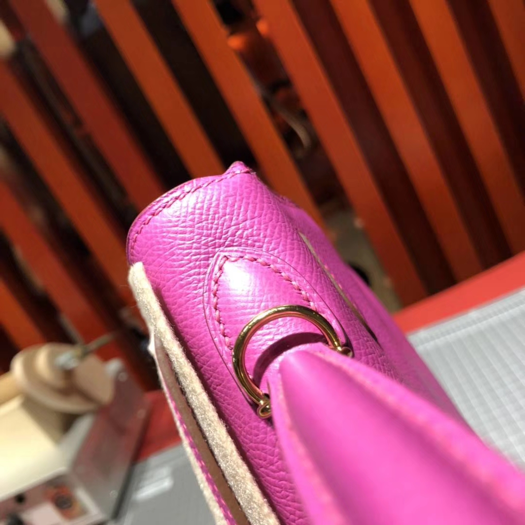 爱马仕凯莉包尺寸 Hermes Kelly25CM 玉兰紫原厂Epsom牛皮 金扣