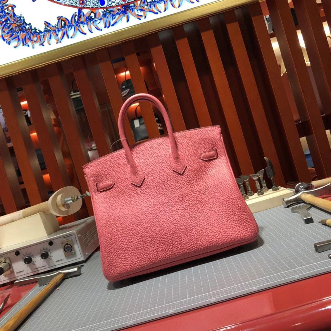 厂家直销 Hermes爱马仕8W唇膏粉原厂Togo牛皮铂金包Birkin25CM 金扣