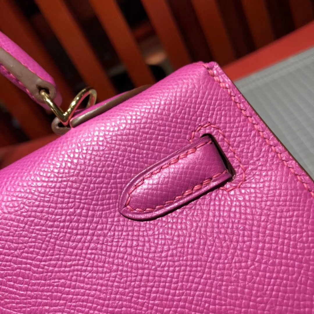爱马仕凯莉包尺寸 Hermes Kelly25CM 玉兰紫原厂Epsom牛皮 金扣