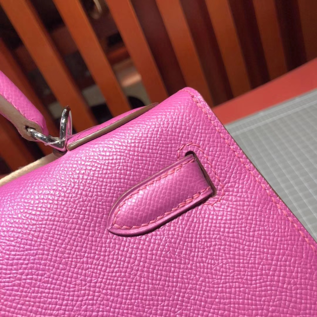 Hermes Kelly28CM 爱马仕玉兰紫原厂Epsom牛皮凯莉包 银扣
