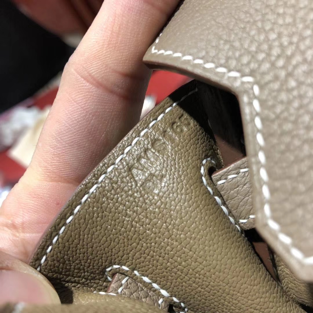 Hermes Birkin25CM 爱马仕18 Etoupe大象灰原厂Togo牛皮铂金包 金扣